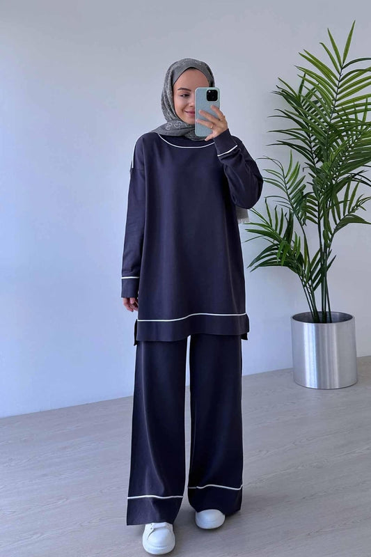 Biye Detail Mercerized Suit - Smoked Colored