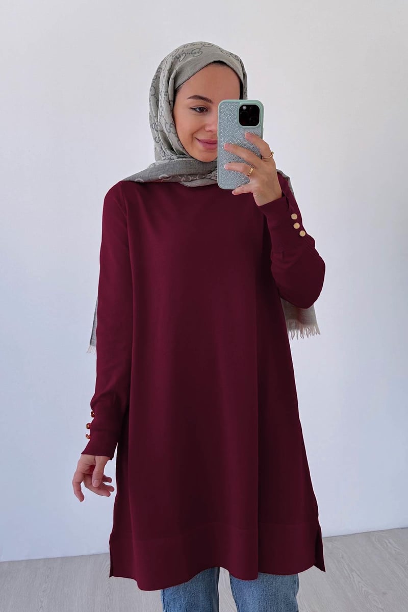 A Form Mercerized Tunic - Burgundy