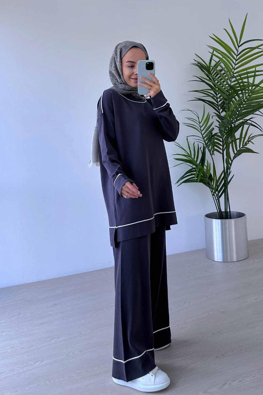 Biye Detail Mercerized Suit - Smoked Colored