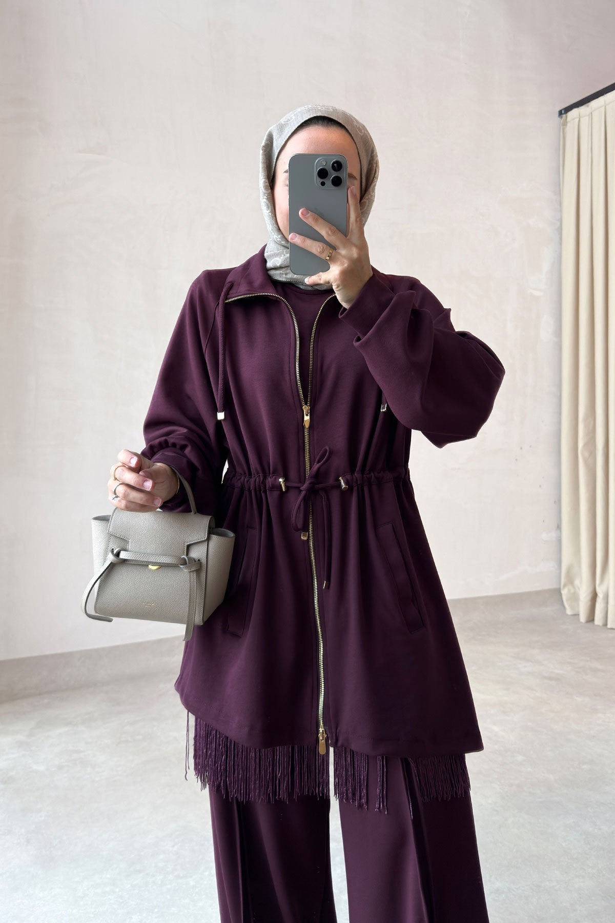 Three-Piece Asymmetric Suit - Burgundy