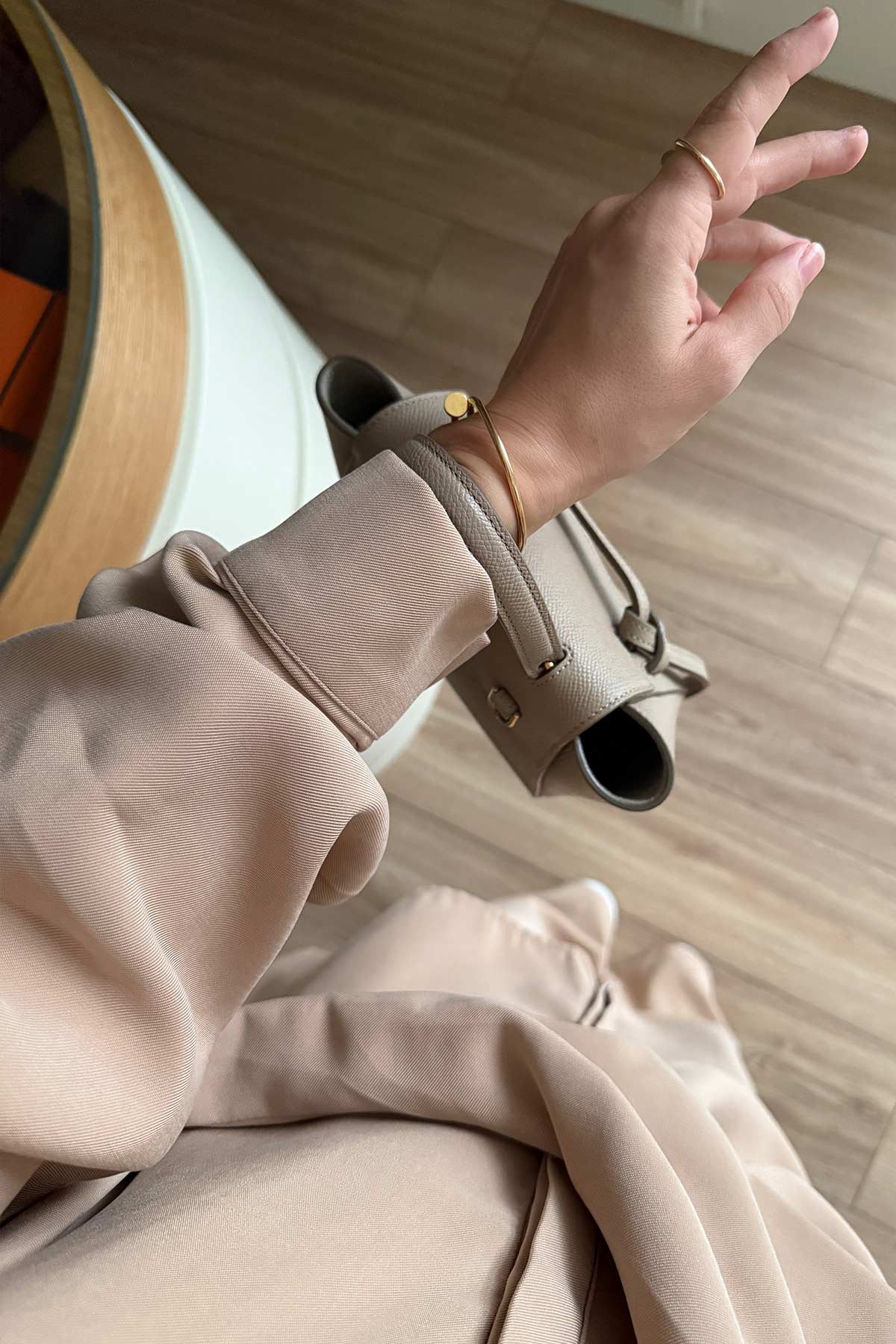 Two-Piece Suit with Tie-Waist Detail - Camel