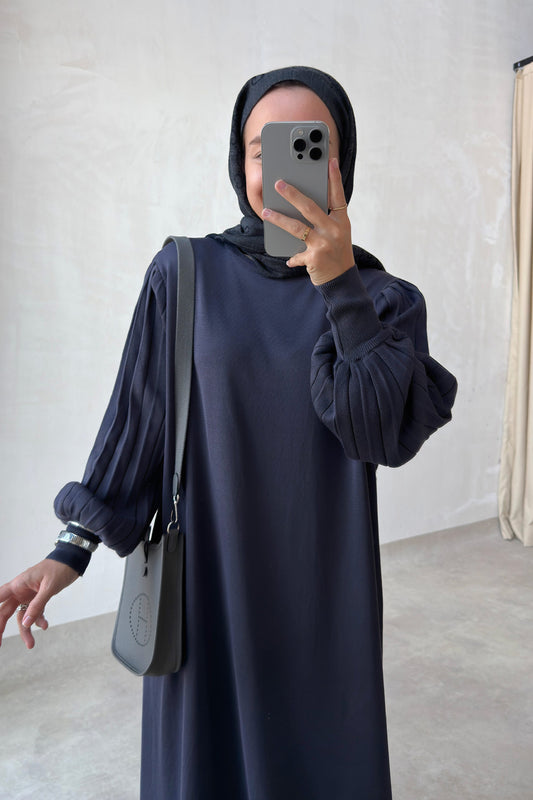 Balloon Sleeve Mercerized Dress - Smoked Colored