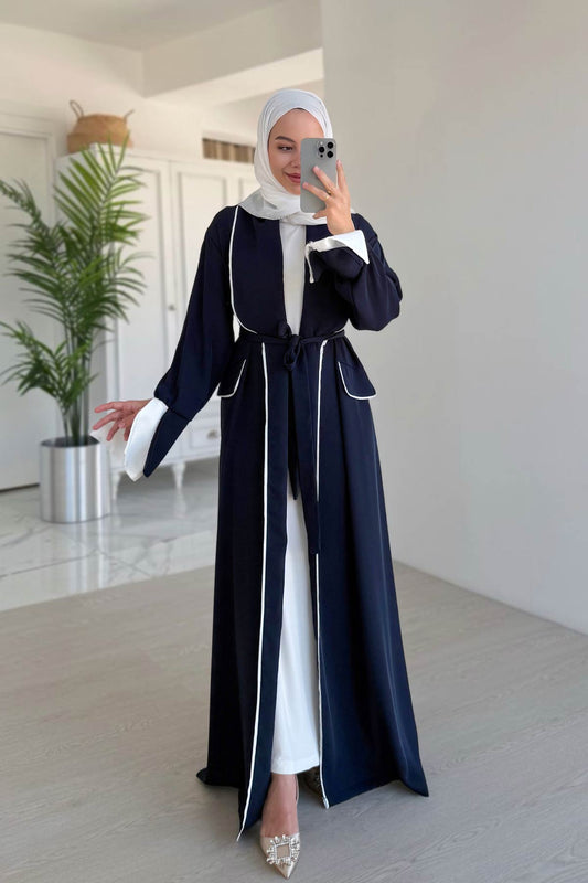 Biye Detail Abaya - Navy Blue