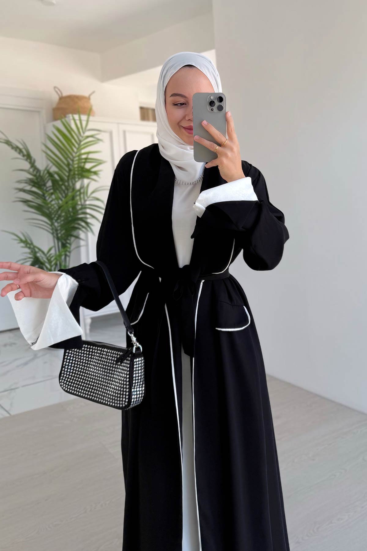 Biye Detail Abaya - Black