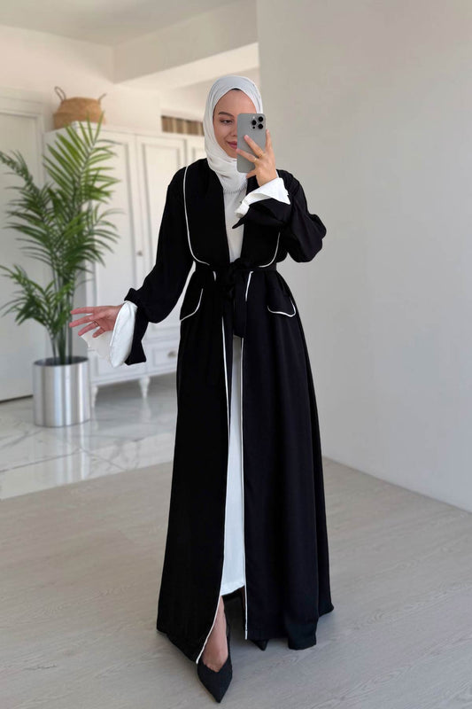 Biye Detail Abaya - Black