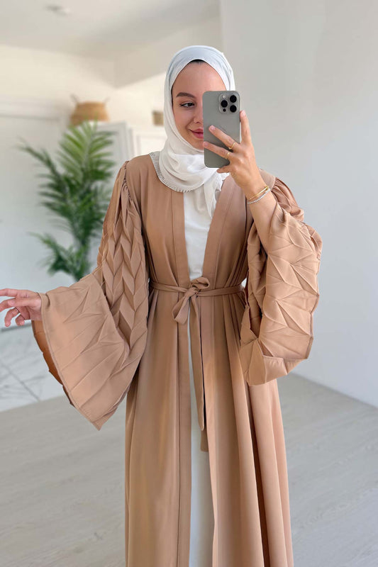 Spanish Sleeve Pocket Abaya - Beige