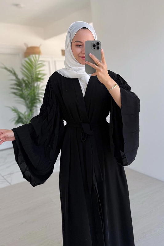 Spanish Sleeve Pocket Abaya - Black