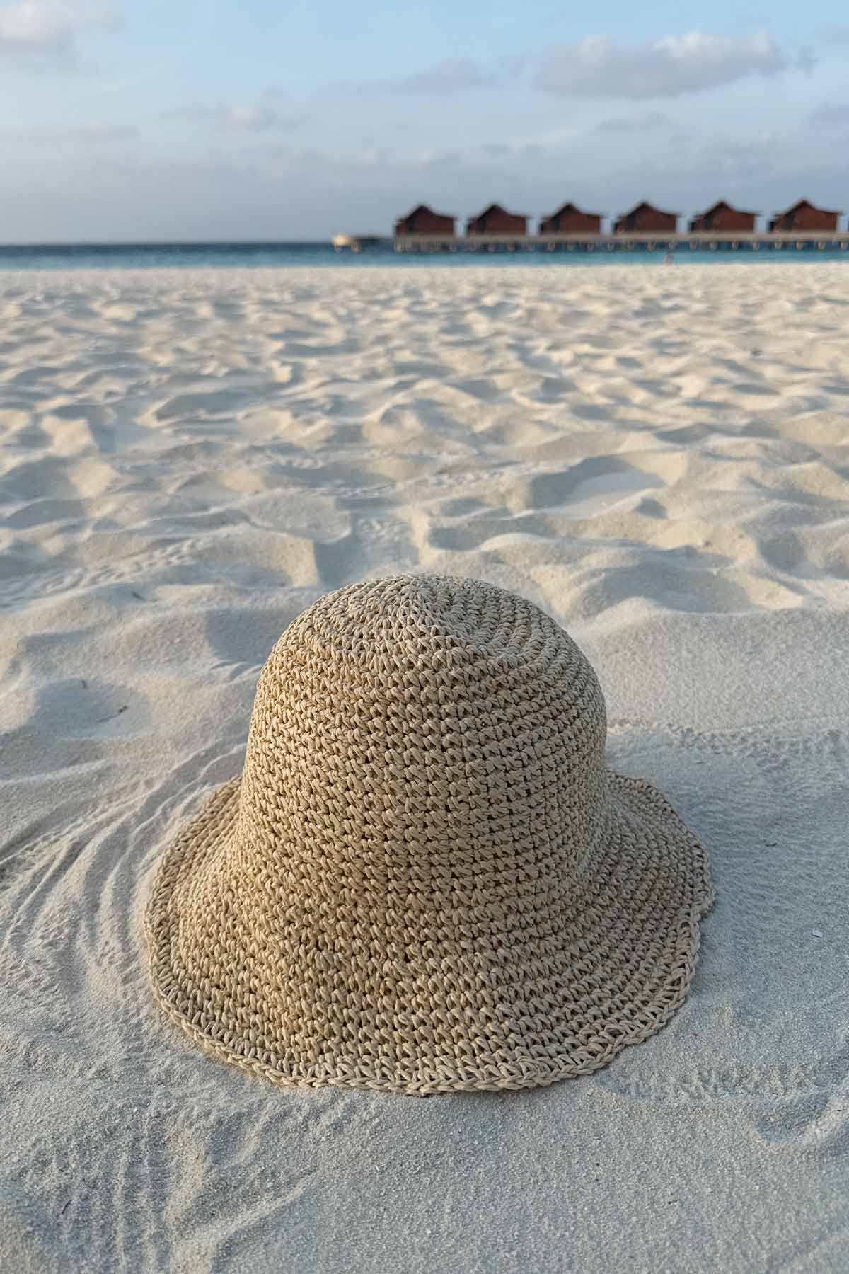 Hand Knitted Straw Hat - Beige
