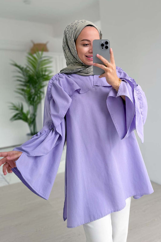 Ruffle Detail Shirt - Lilac