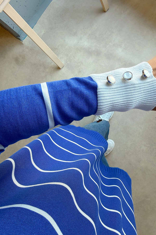 Bicycle Collar Striped Mercerized Tunic - Indigo