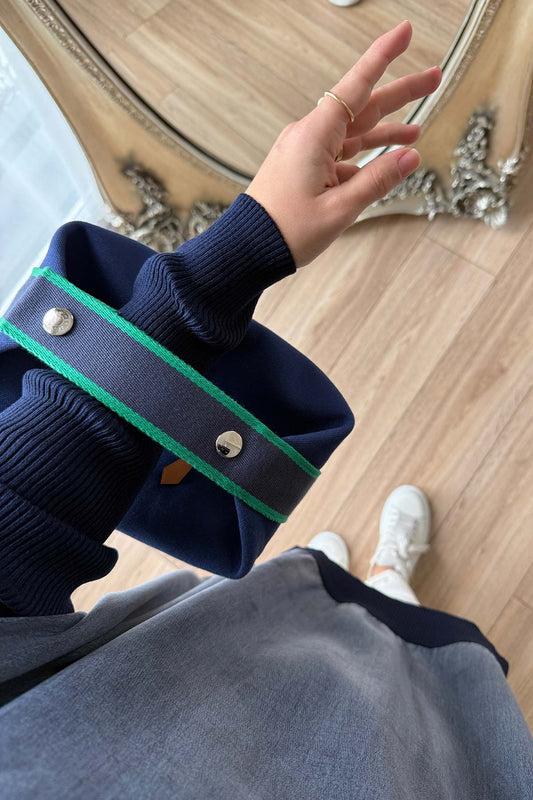 Silk Cupra Mercerized Tunic - Navy Blue