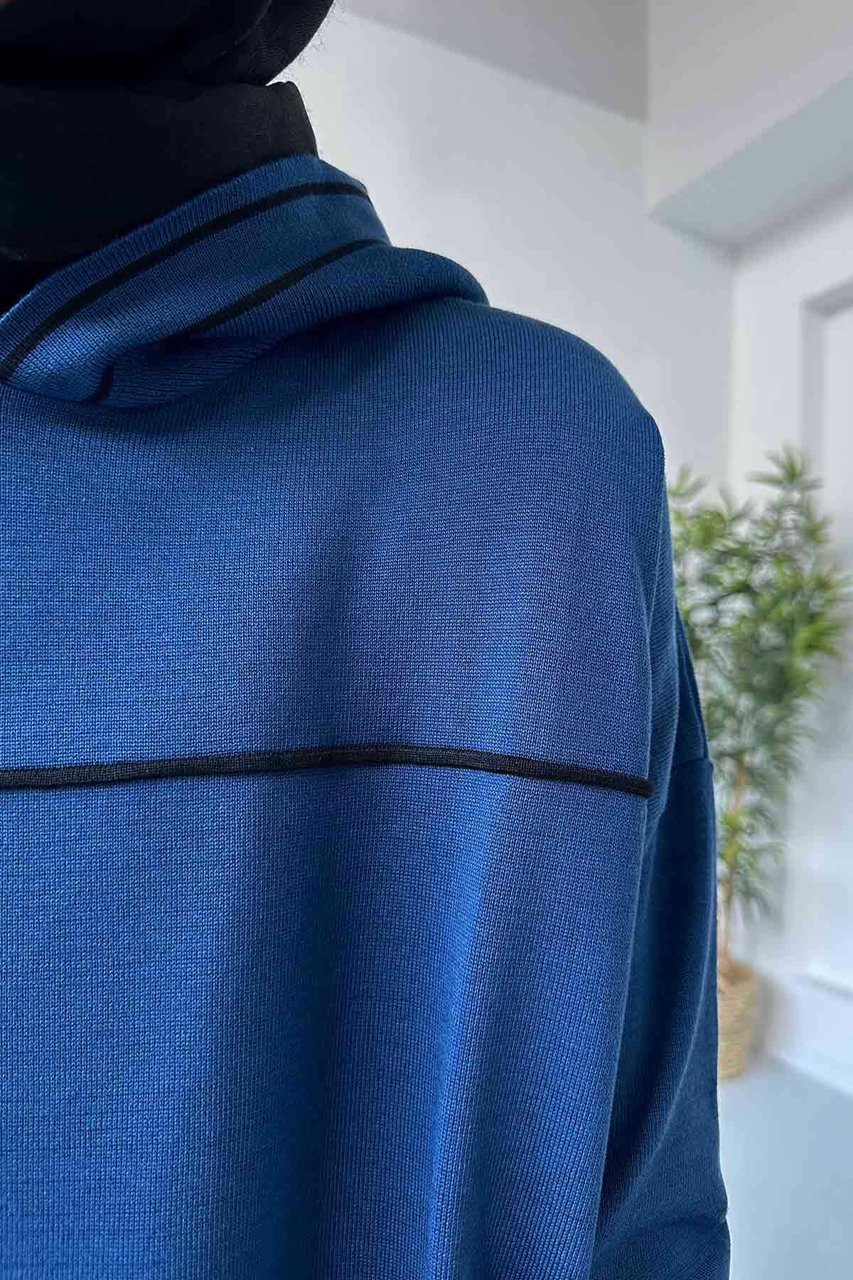 Hooded Mercerized Dress - Petrol