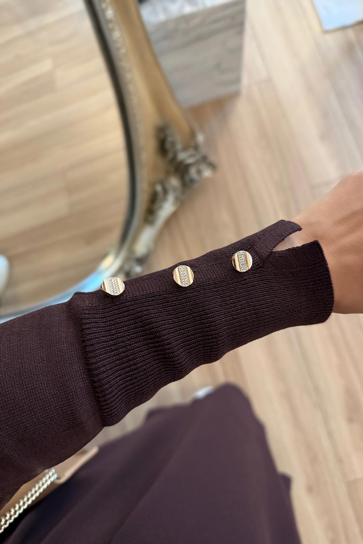 Belted Shirt Collar Mercerized Dress - Brown