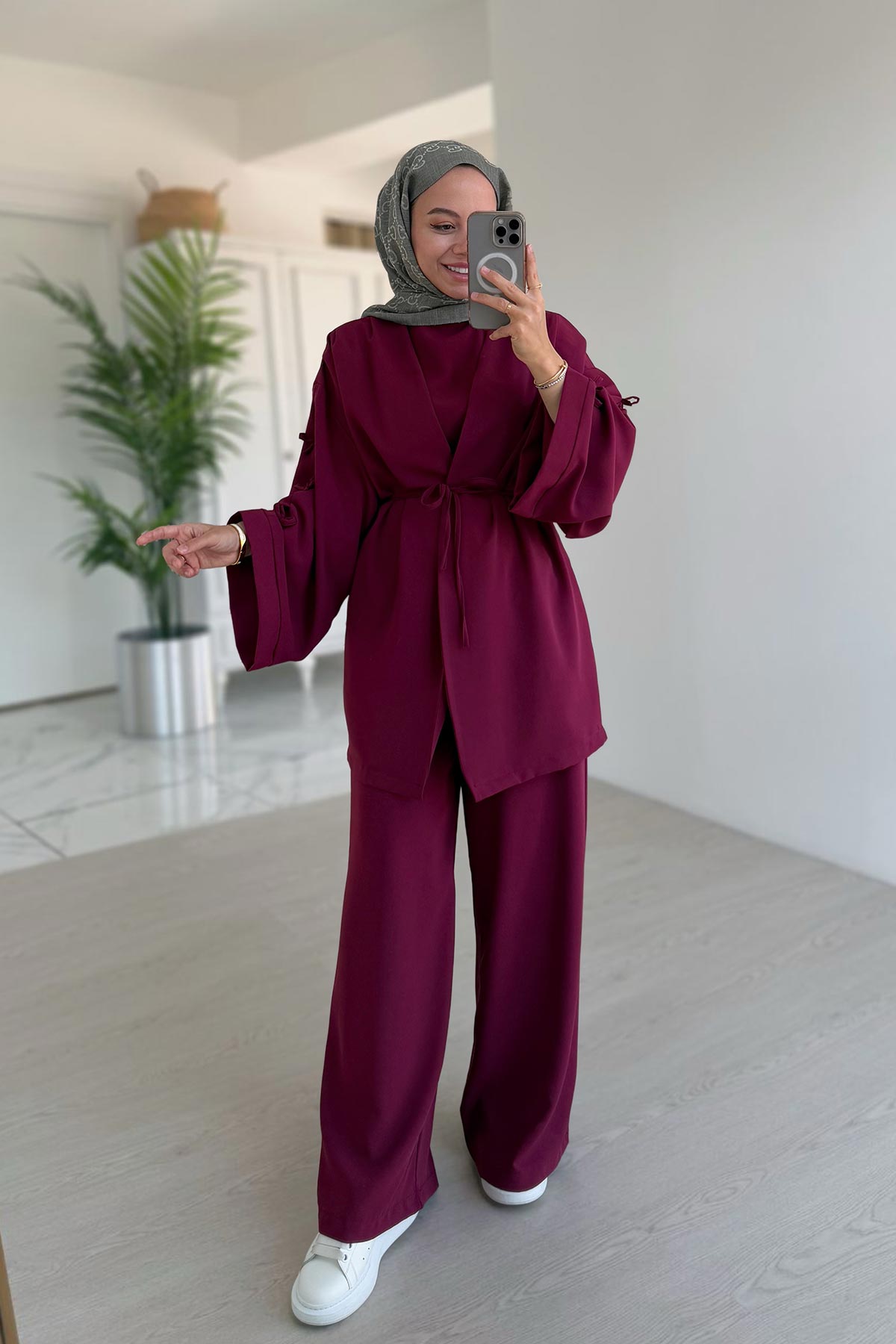Bow Detail Triple Suit - Plum