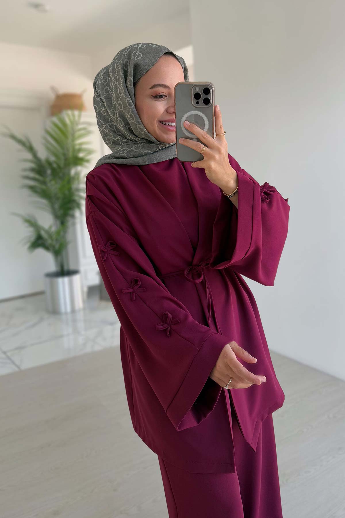 Bow Detail Triple Suit - Plum