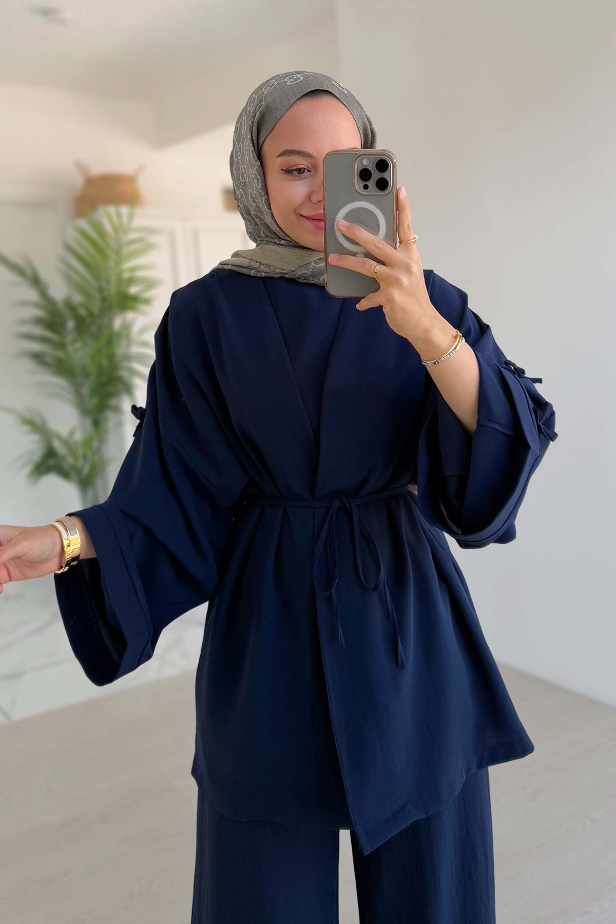 Bow Detail Triple Suit - Navy Blue