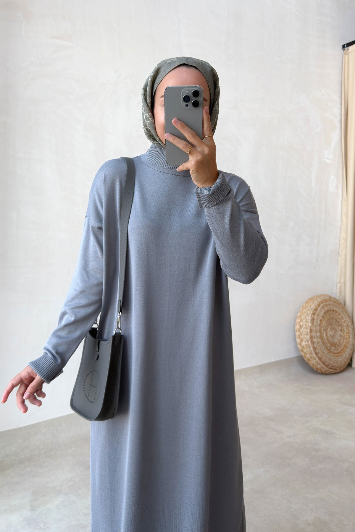 Mercerized Knitwear Dress - Grey