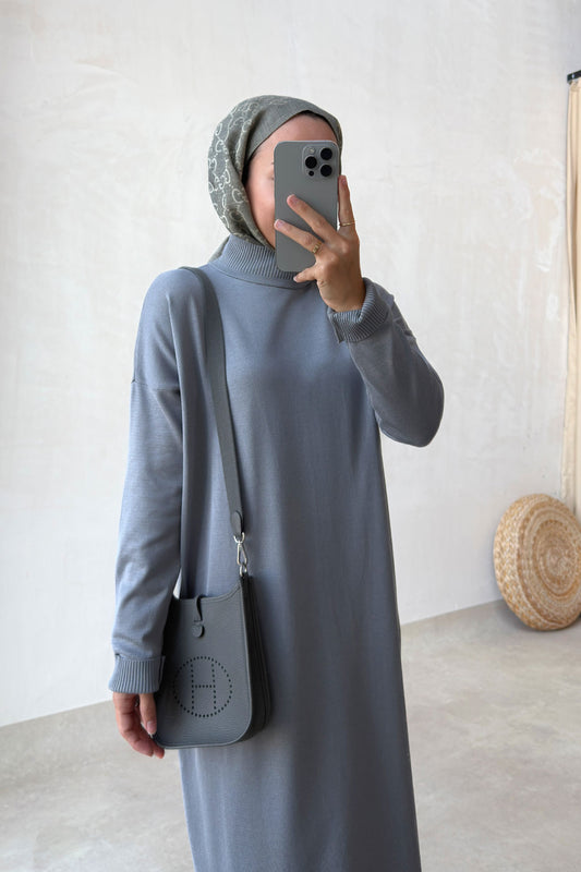 Mercerized Knitwear Dress - Grey
