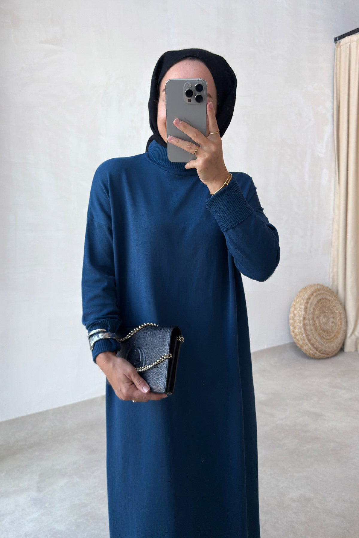 Mercerized Knitwear Dress - Petrol