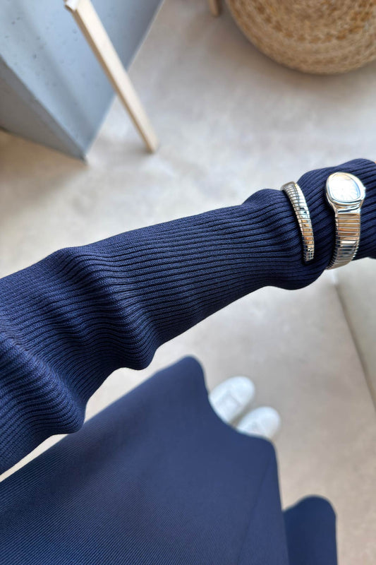 Mira Mercerized Tunic - Navy Blue