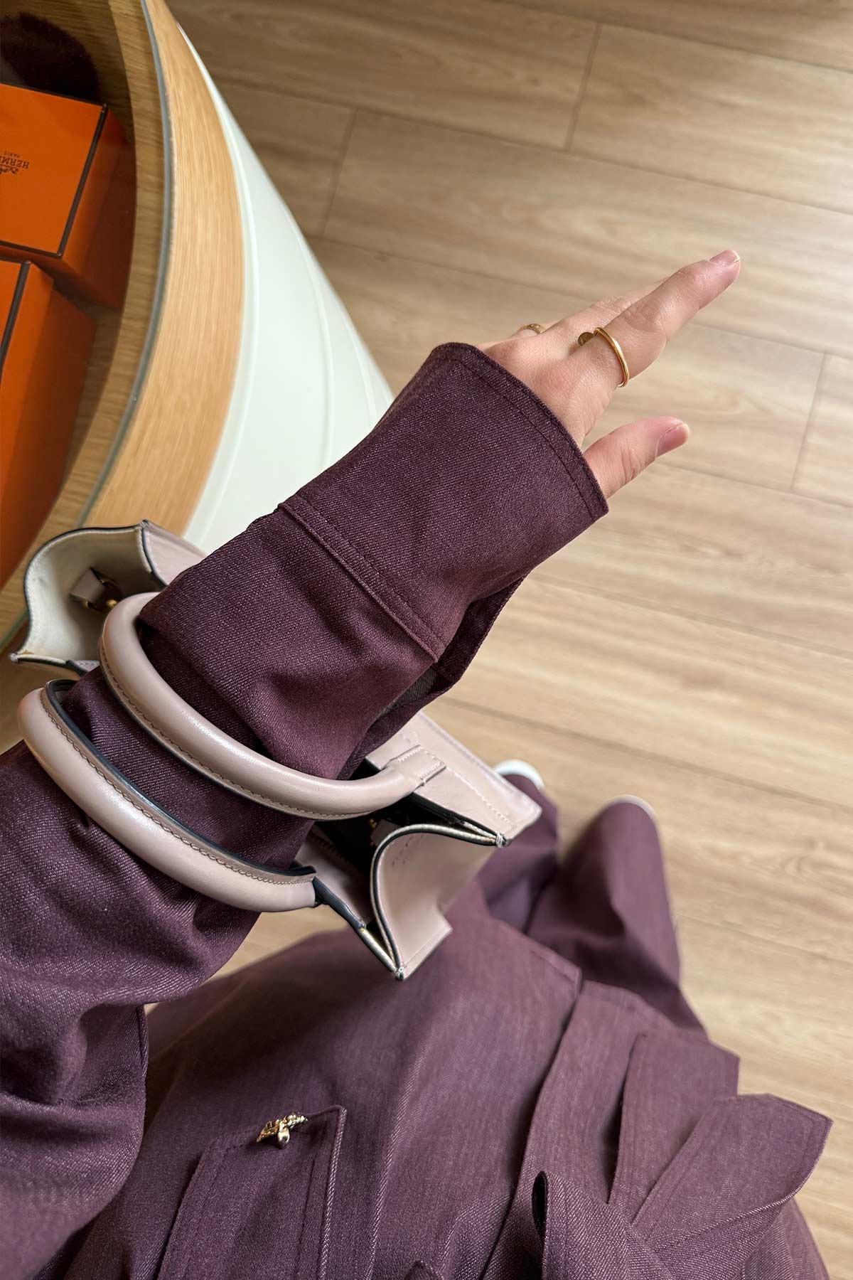 Denim Suit with Cape - Burgundy