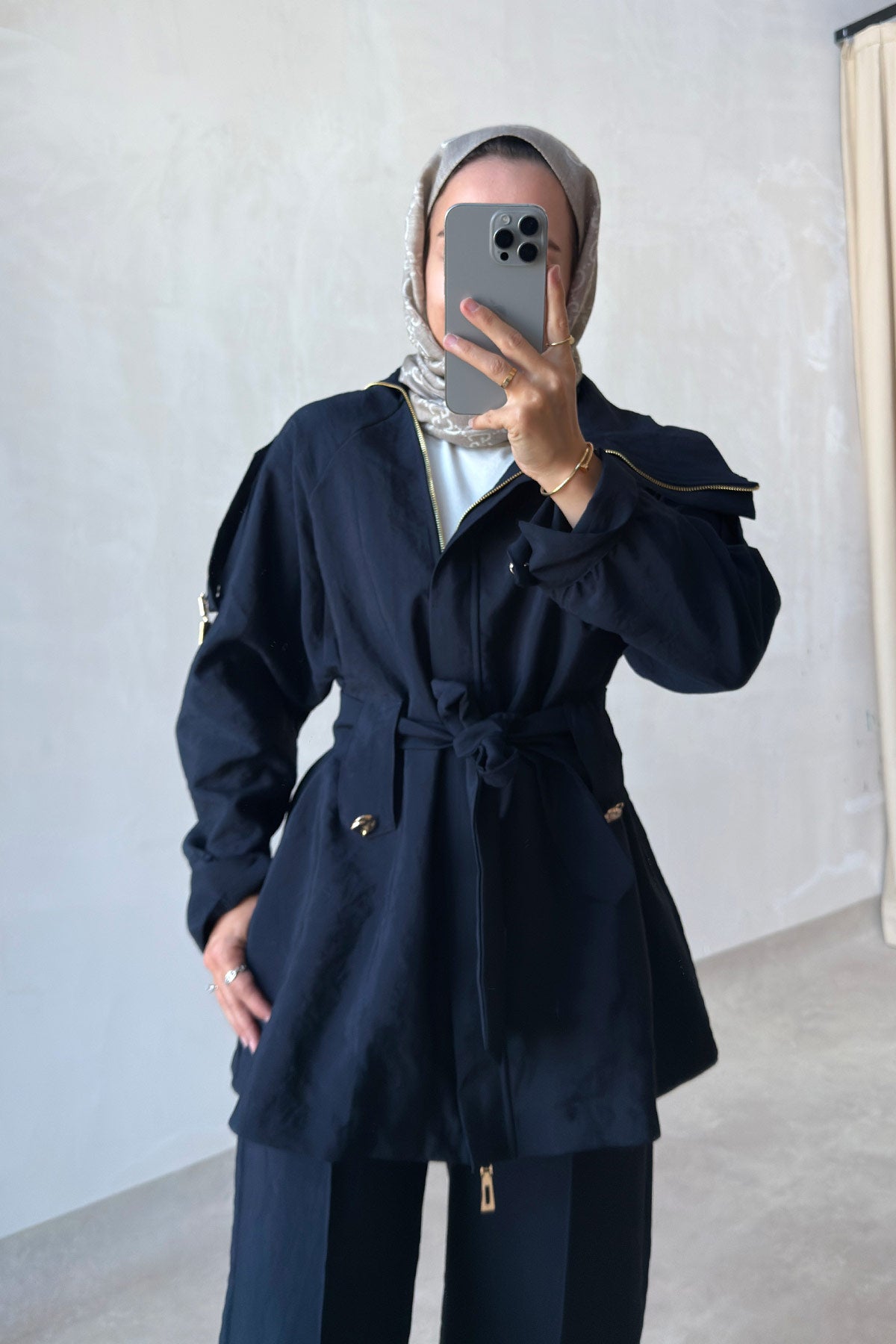 Collared Jacket Suit - Navy