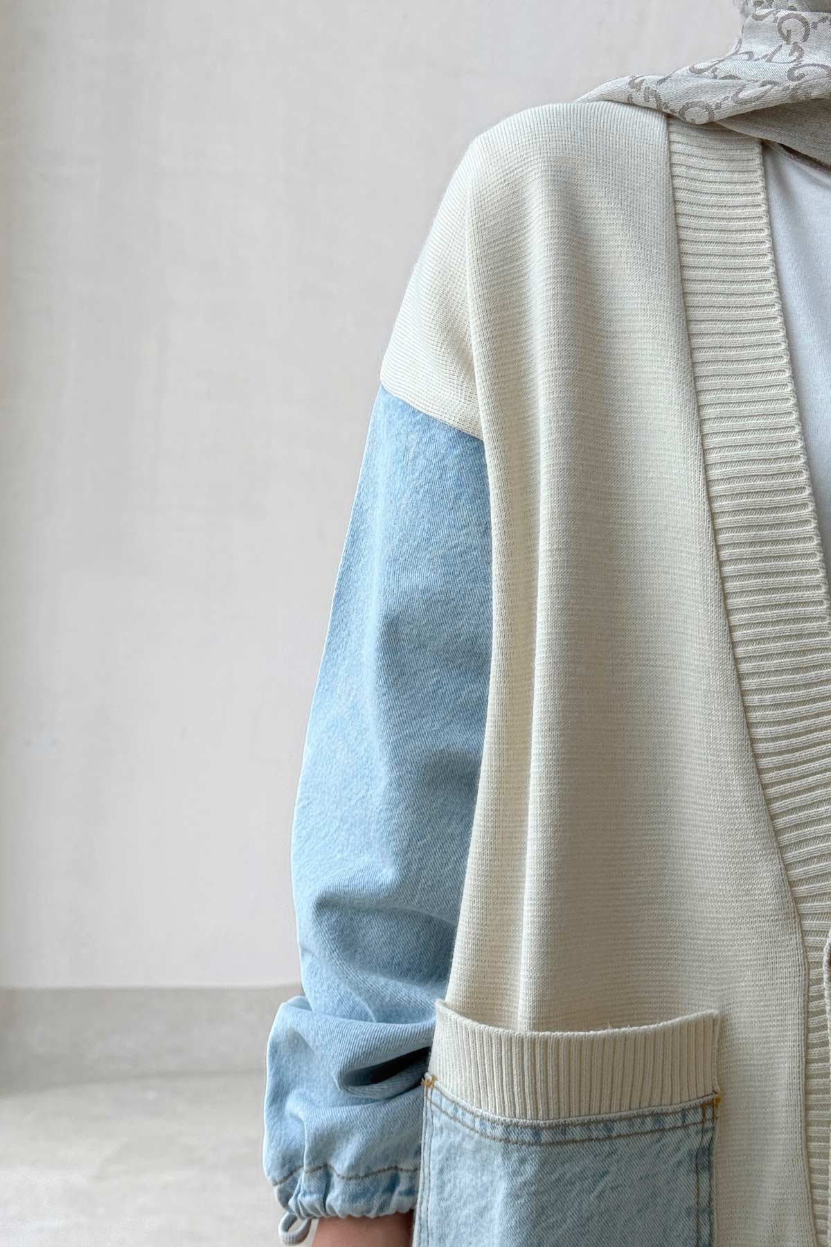 Double Pocket Design Cardigan - Blue
