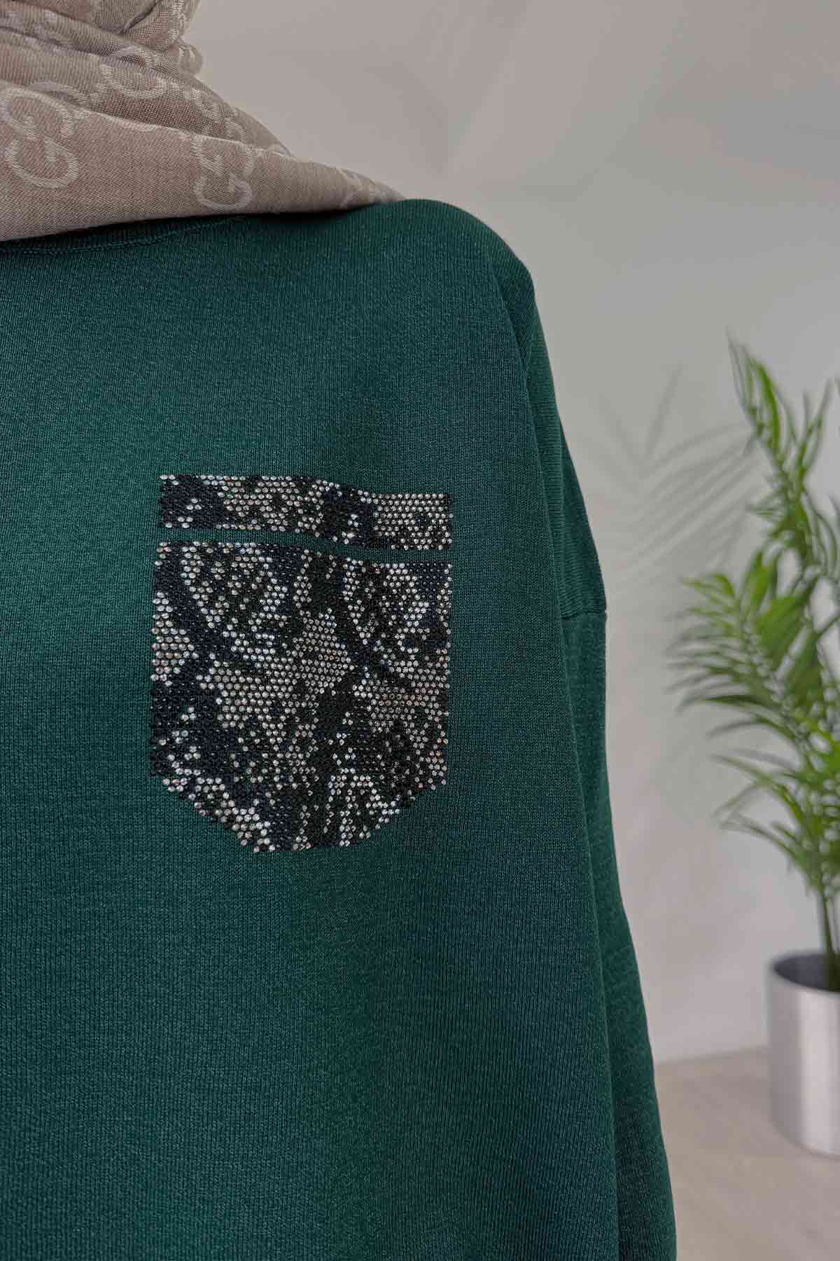 Stoned Pocket Mercerized Suit - Emerald Color