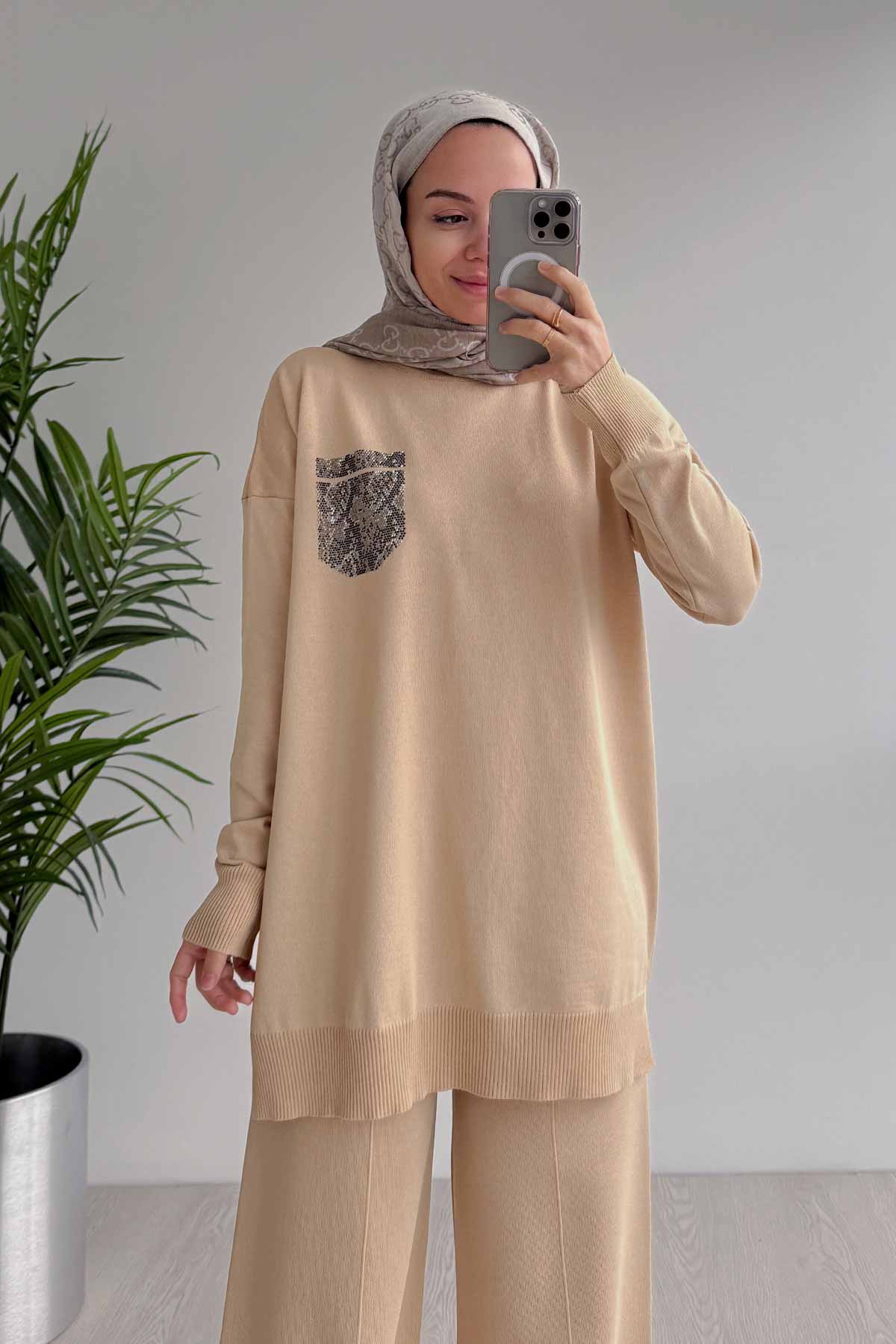 Stoned Pocket Mercerized Suit - Coffee Milk