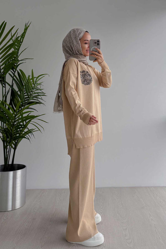 Stoned Pocket Mercerized Suit - Coffee Milk