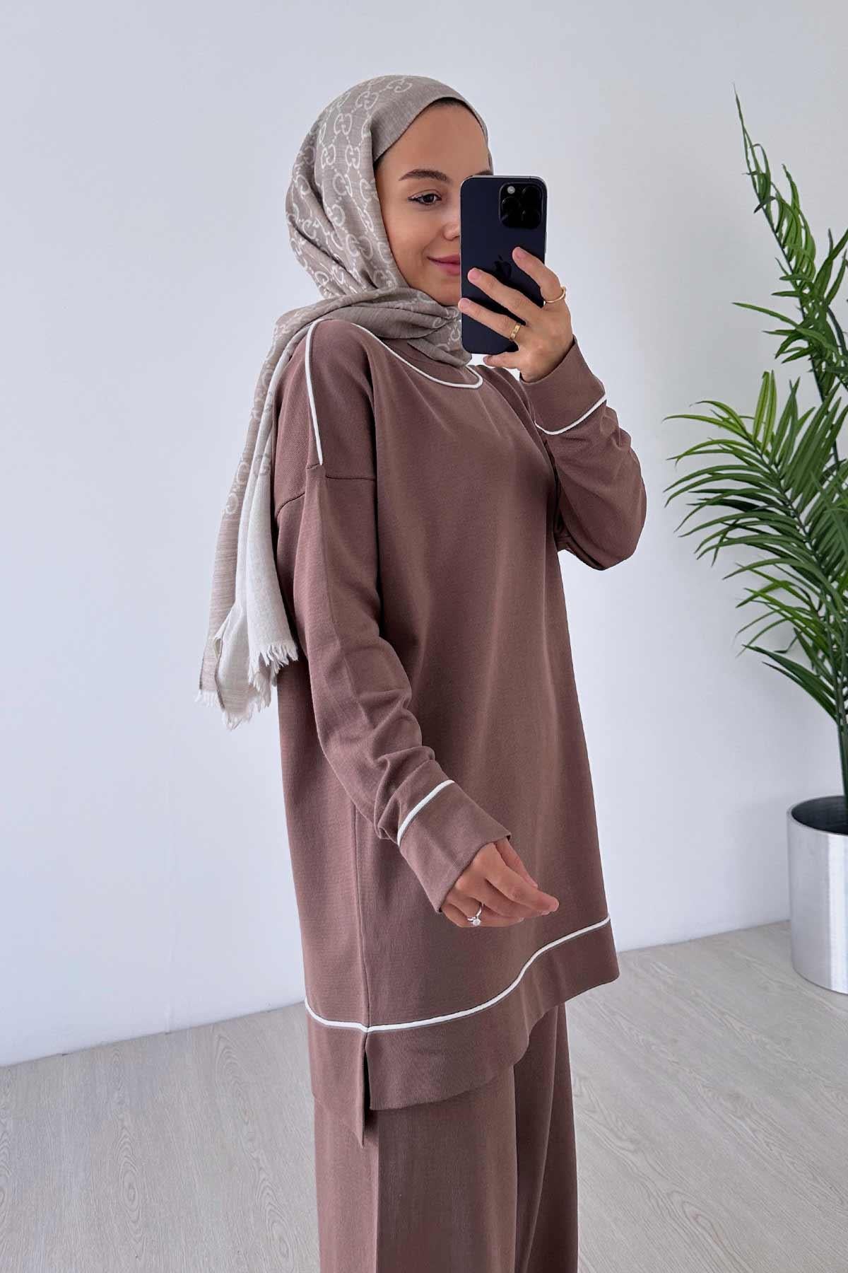 Biye Detail Mercerized Suit - Camel