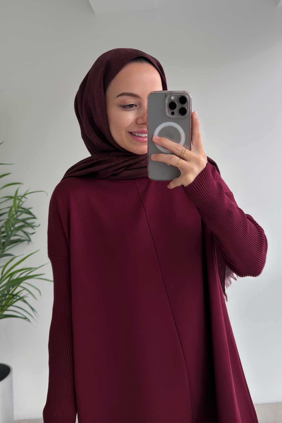 Mira Mercerized Tunic - Burgundy