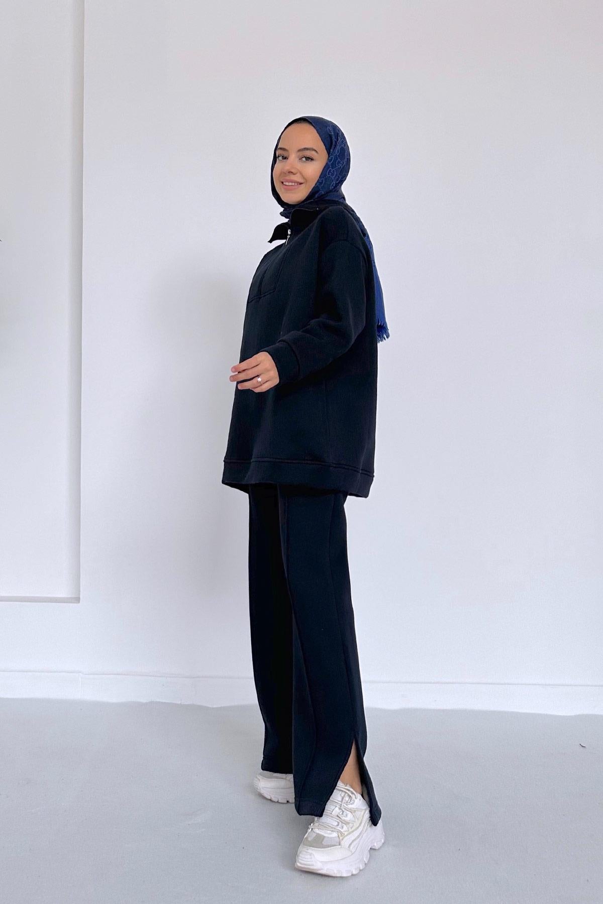 Puff Three Yarn Tracksuit Suit - Navy Blue
