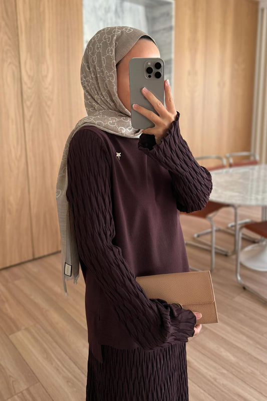 Lady Skirted Mercerized Two-Piece Suit - Brown