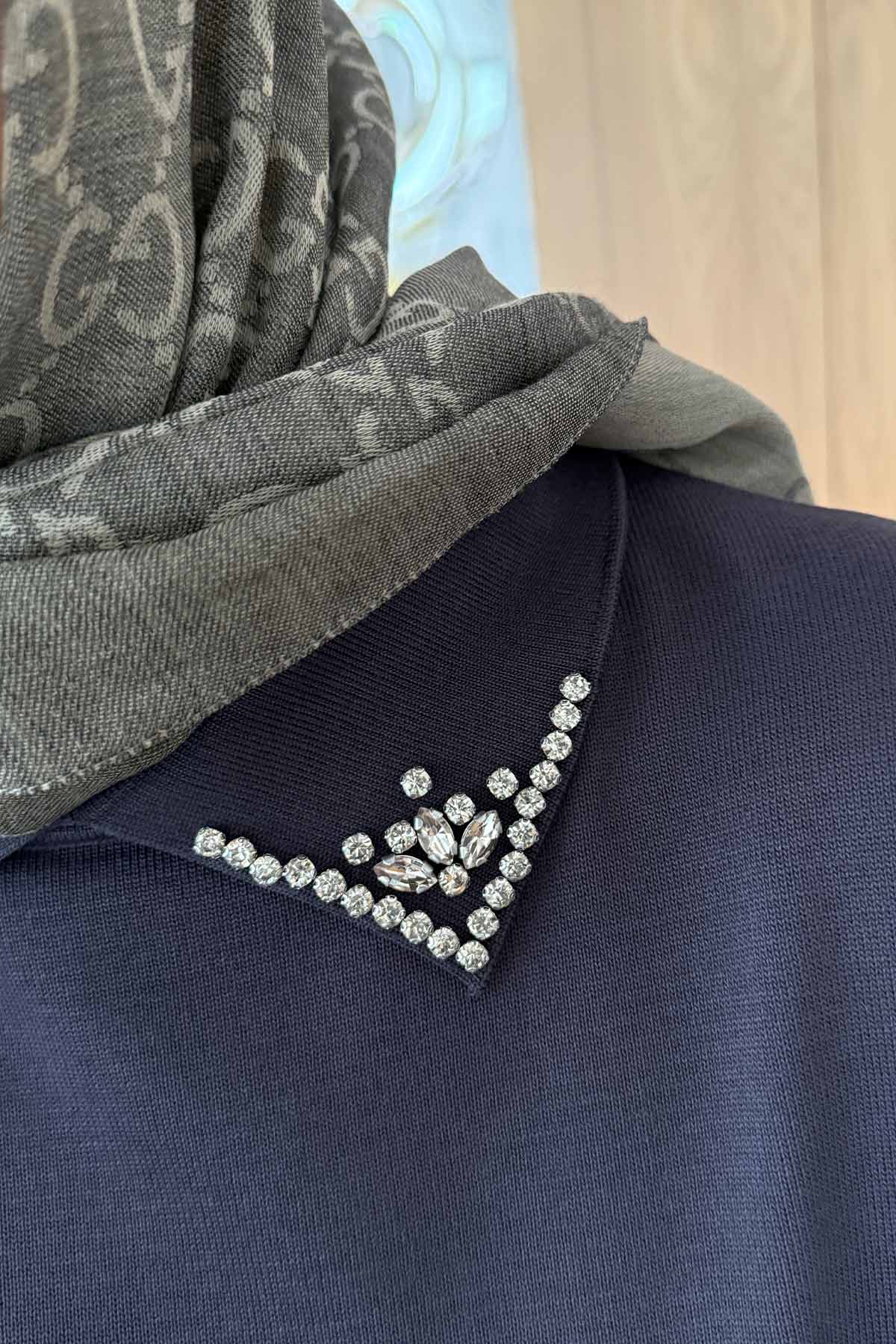 Slit Detail Stoned Mercerized Suit - Smoked Colored