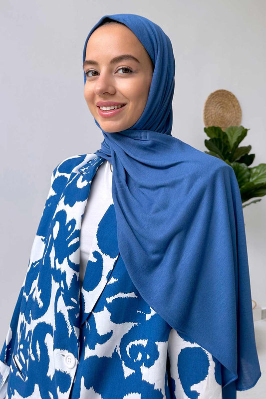 Combed Cotton Shawl - Indigo