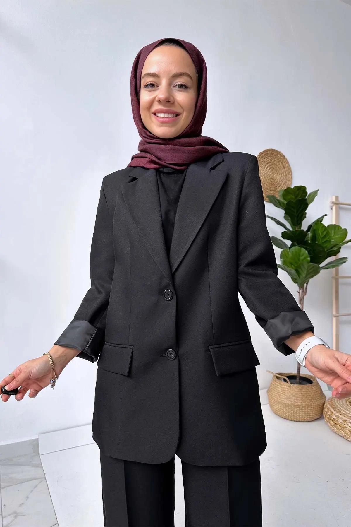 Double Button Jacket & Pants Double Suit - Black