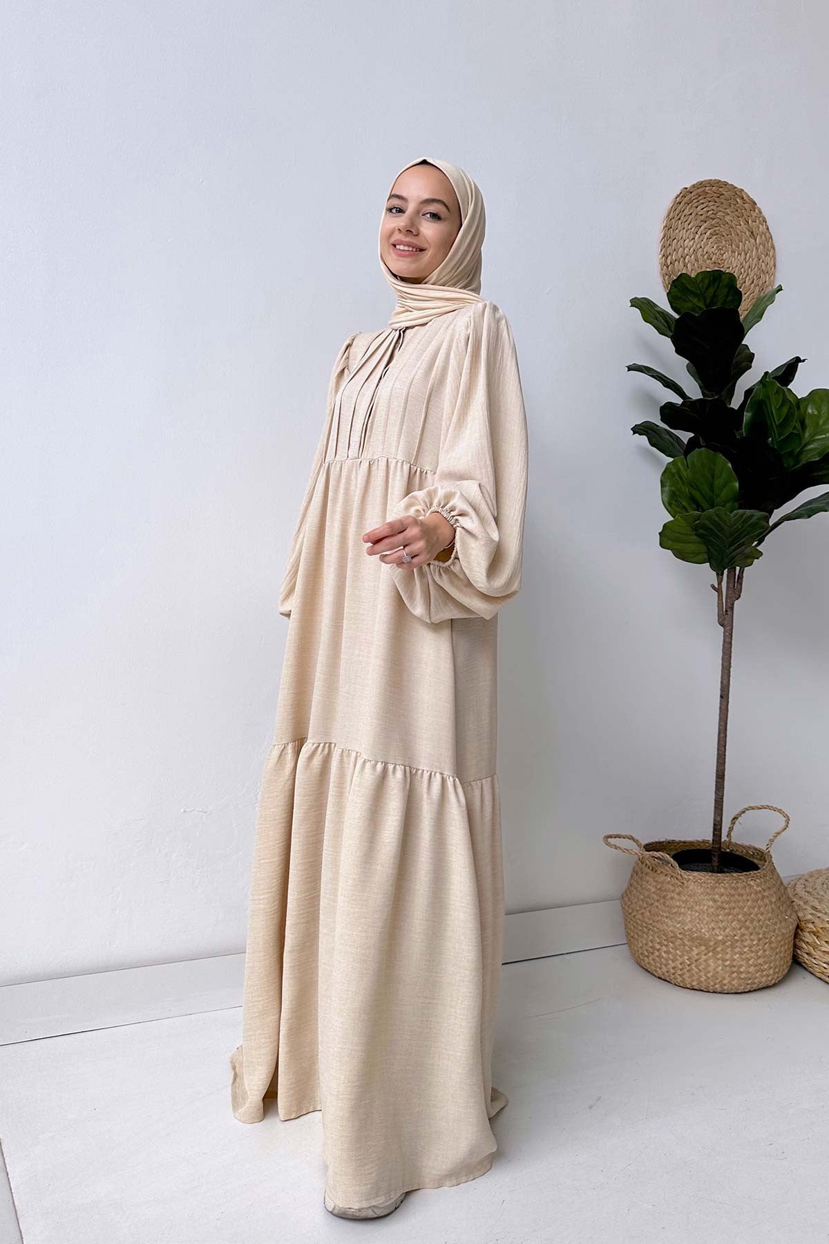 Slack Linen Dress - Beige