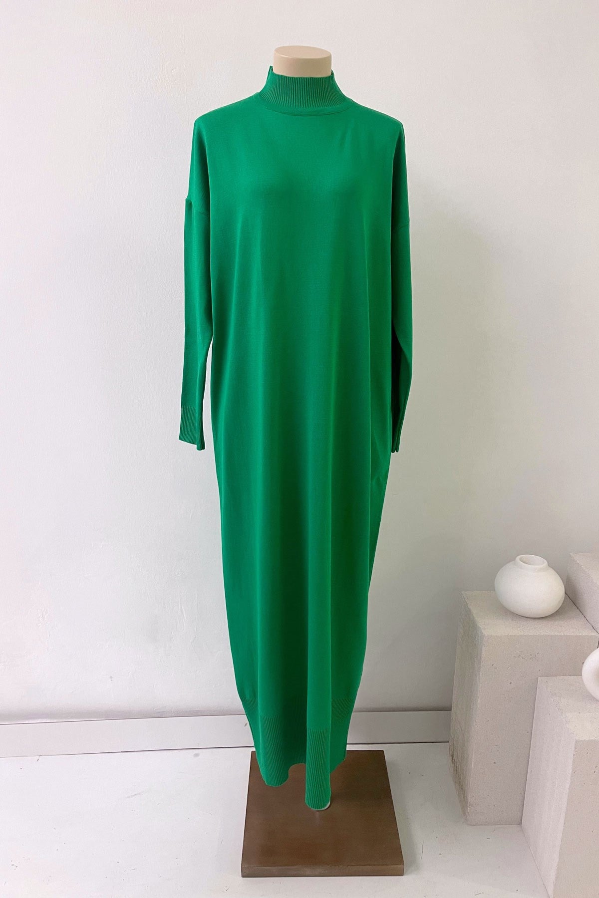 Mercerized Knitwear Dress - Green