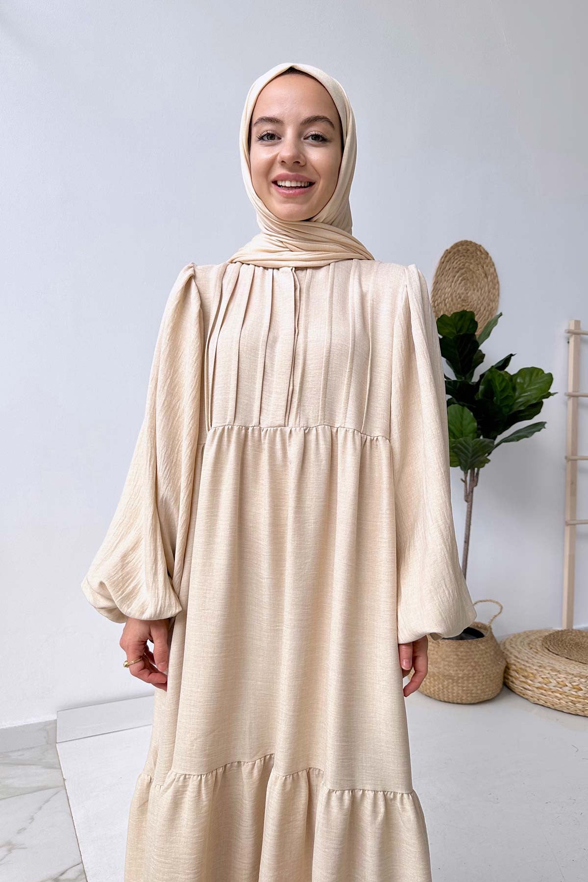 Slack Linen Dress - Beige