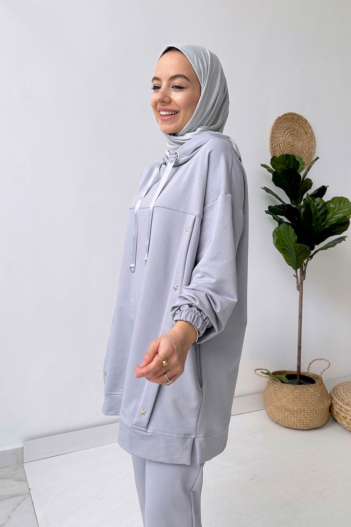 Star Hoodie Suit - Grey