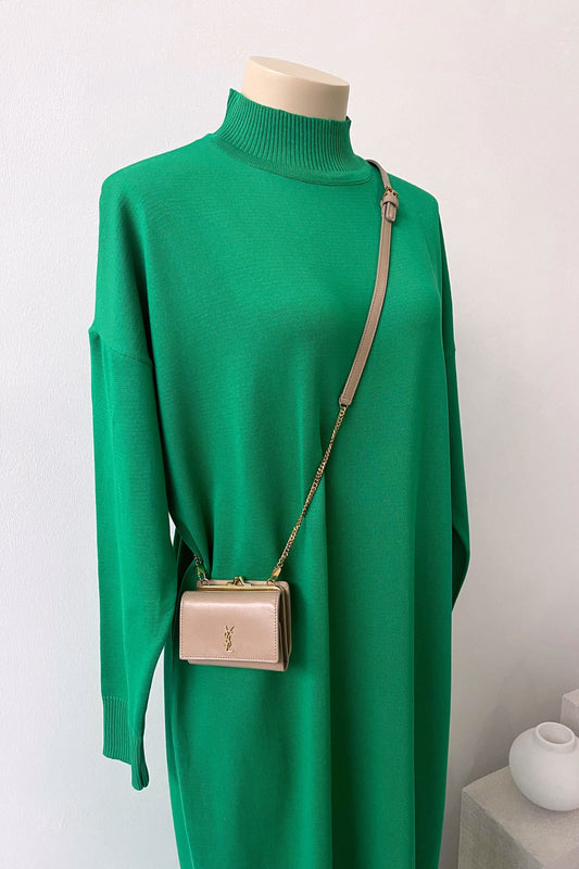 Mercerized Knitwear Dress - Green
