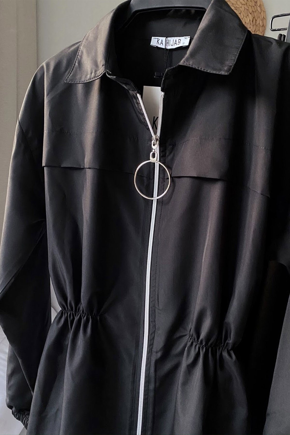 Upright Collar Modest Swimsuit - Black