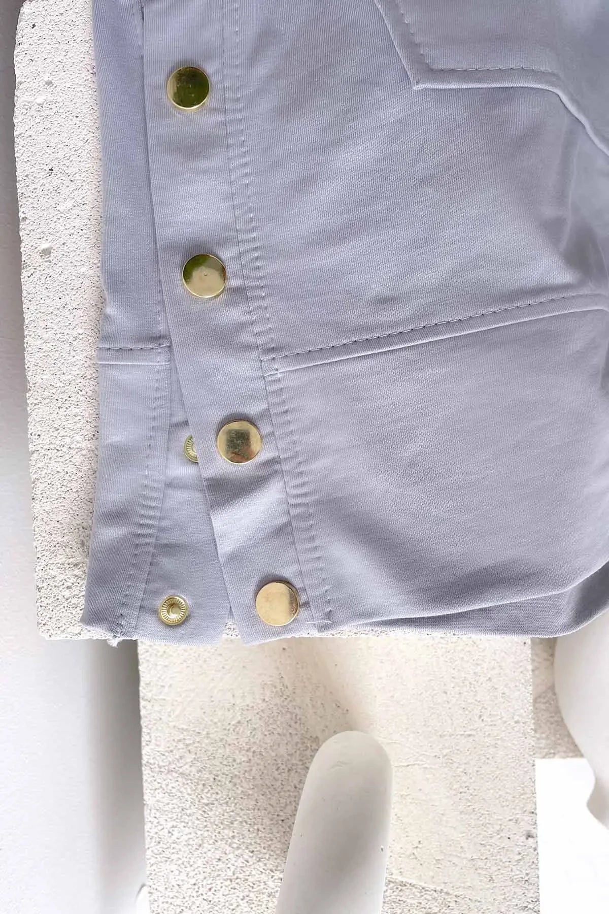 Snap Detail Suit - Grey