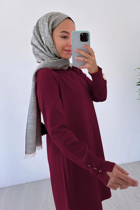 A Form Mercerized Tunic - Burgundy