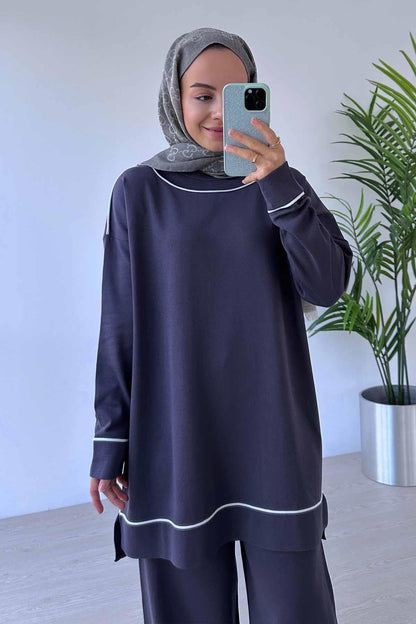 Biye Detail Mercerized Suit - Smoked Colored