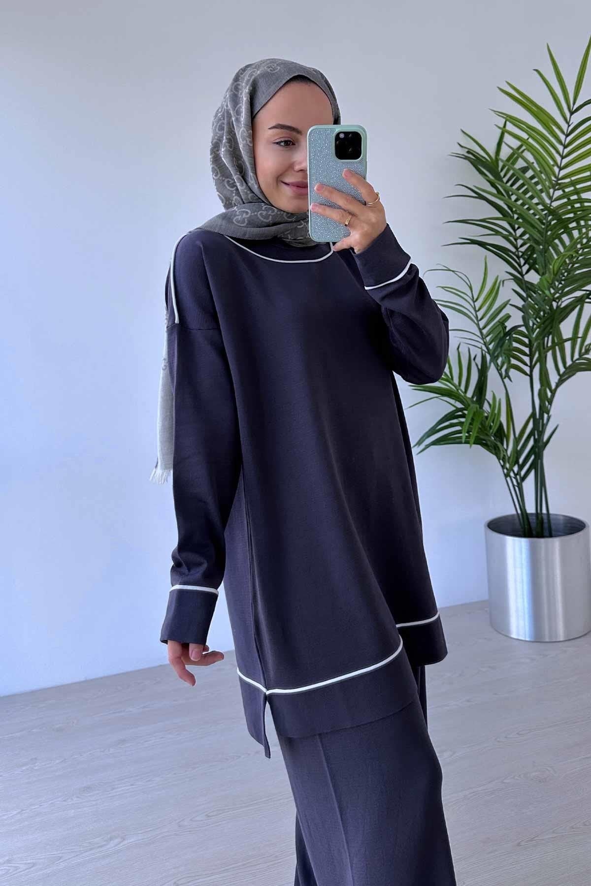 Biye Detail Mercerized Suit - Smoked Colored