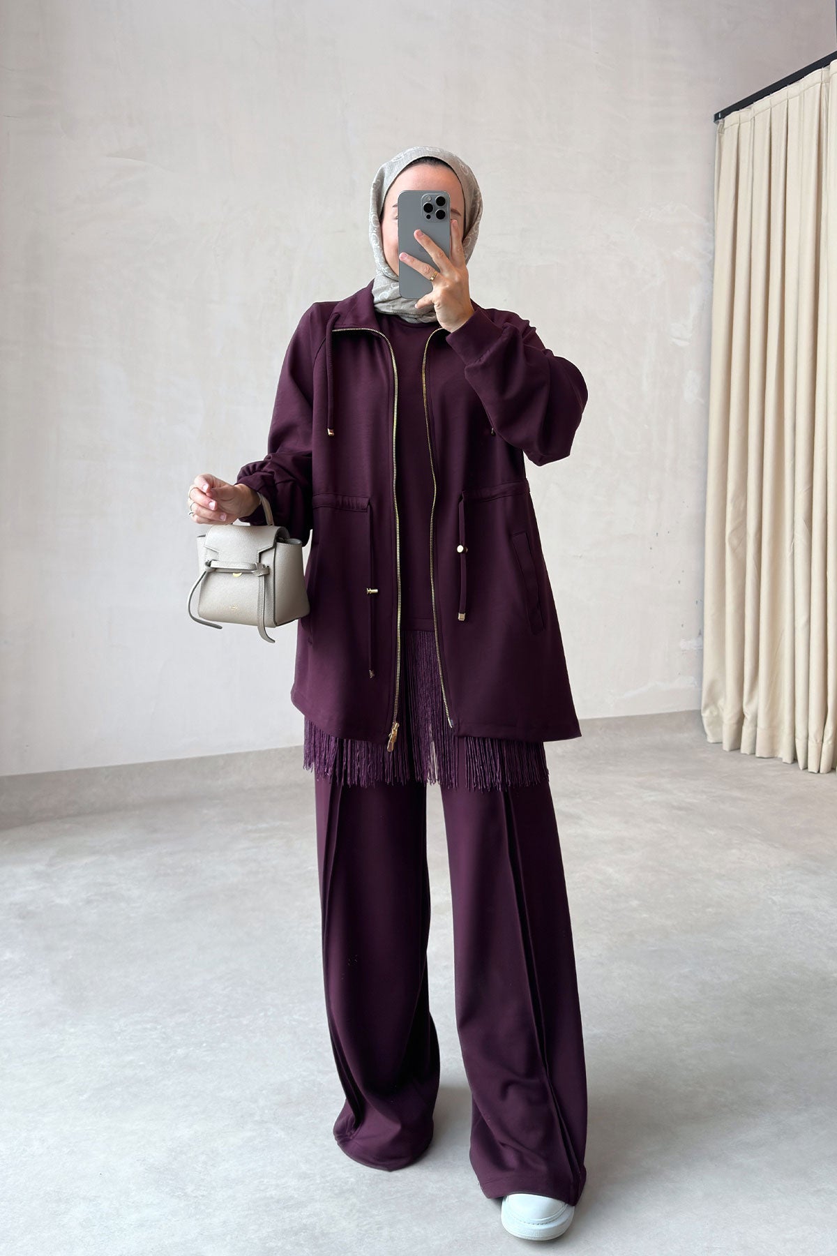 Three-Piece Asymmetric Suit - Burgundy