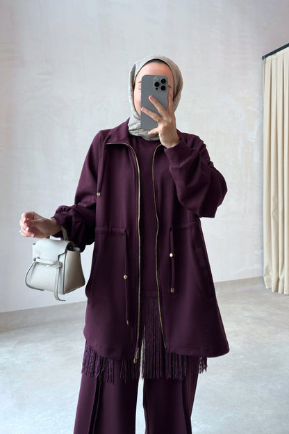 Three-Piece Asymmetric Suit - Burgundy
