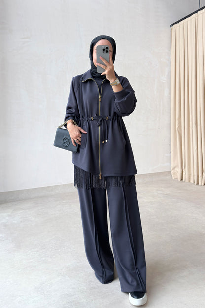 Three-Piece Asymmetric Suit - Charcoal